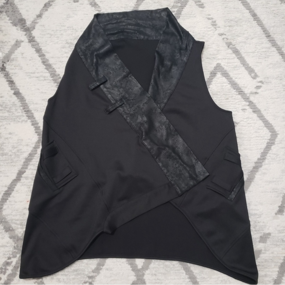 Faux Leather Trim Vest